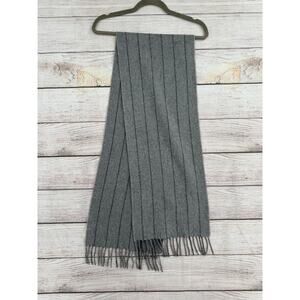 Pure Cashmere 100% Cashmere Striped Scarf Gray 11.5"x64"